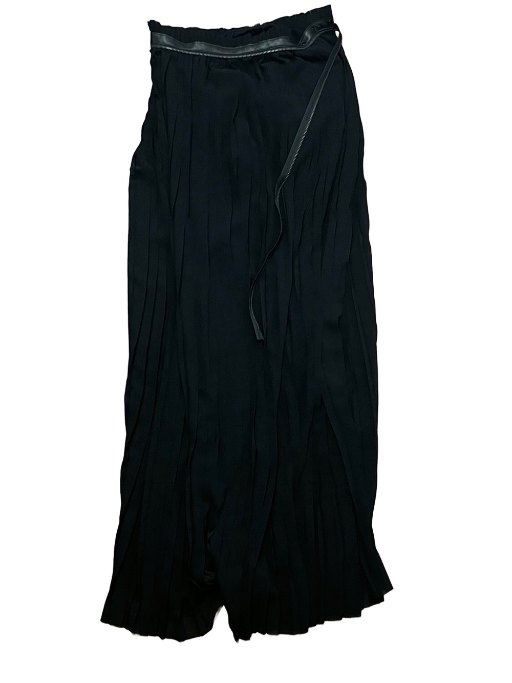 Diesel Black Maxi Pleated Wrap Around Skirt with Zipper Waist Detail